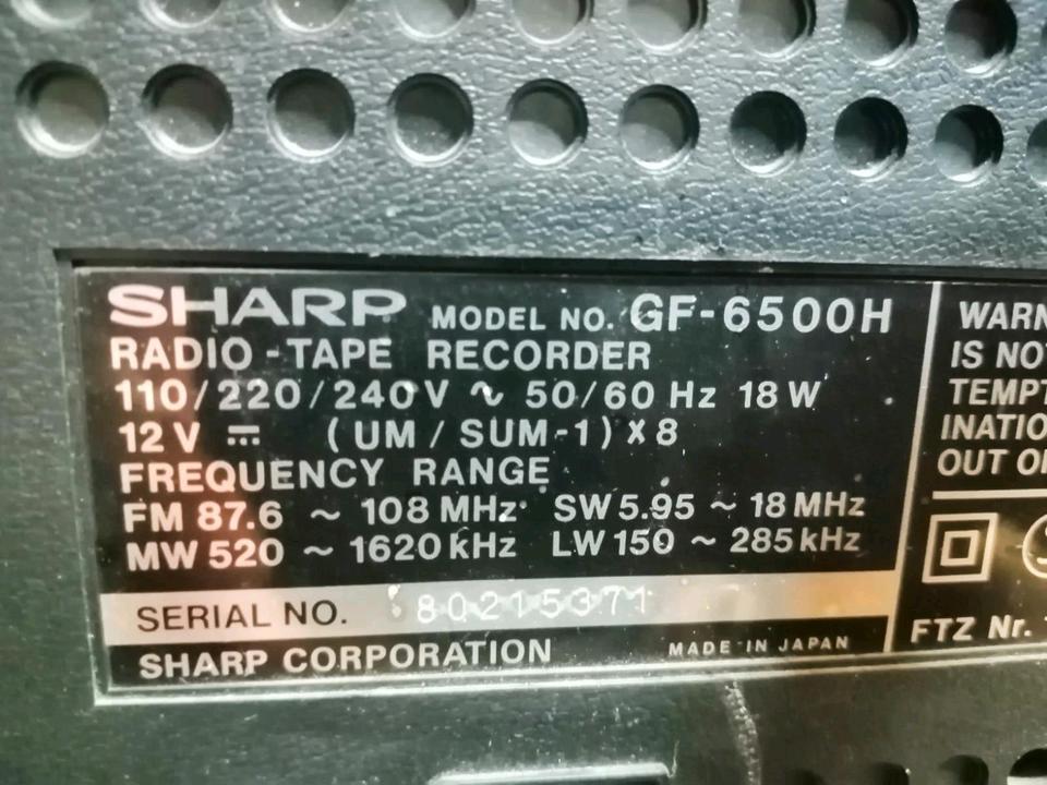 SHARP GF-6500, Radio-Cassetten-Recorder, etwas DEFEKT!!