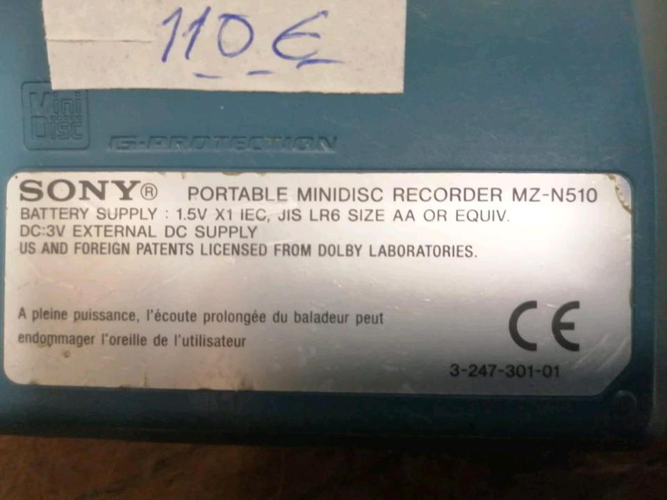 SONY MZ-N510, Portabler Mini-Disc Recorder, OHNE Adapter!!!