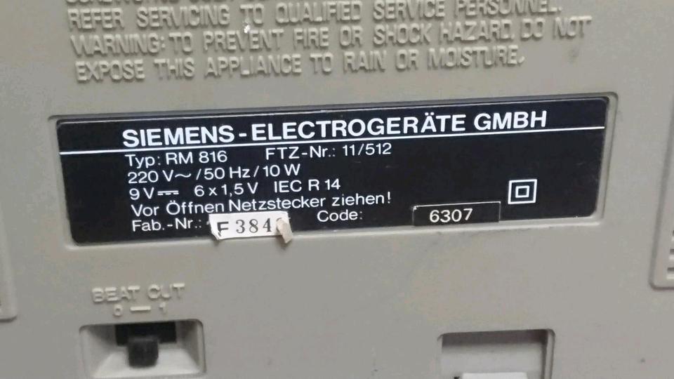 SIEMENS RM 816, Radio-Cassetten-Recorder, etwas DEFEKT!!!