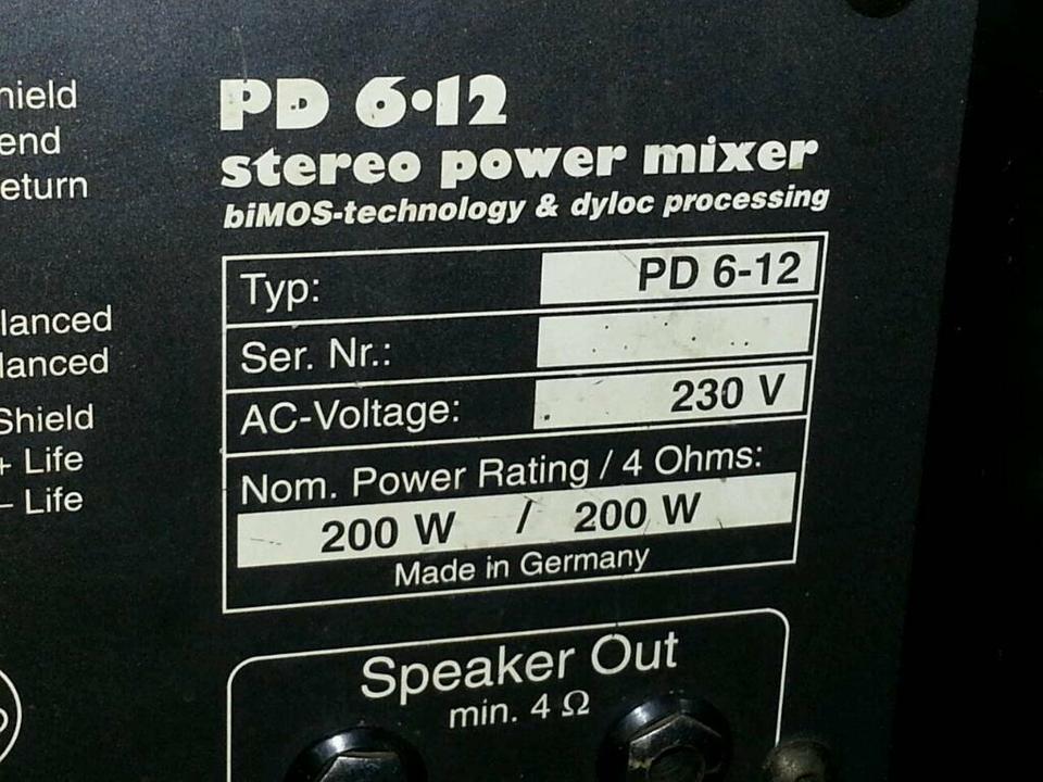 PD 6-12 Stereo Power Mixer; 12 Kanäle